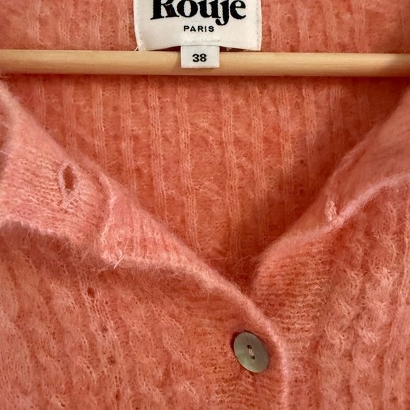 Rouje Pink Cable Knit Cardigan Sweater - Picture 3 of 4